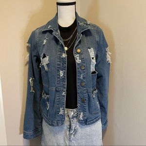 Distressed Denim Jean Jacket